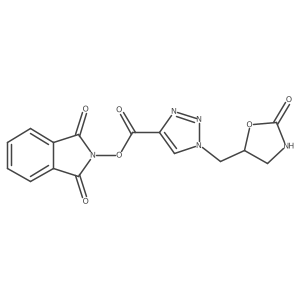1,3-dioxo-2,3-dihydro-1H-isoindol-2-yl 1-[(2-oxo-1,3-oxazolidin-5-yl)methyl]-1H-1,2,3-triazole-4-carboxylate结构式
