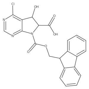 4-chloro-7-{[(9H-fluoren-9-yl)methoxy]carbonyl}-5-hydroxy-5H,6H,7H-pyrrolo[2,3-d]pyrimidine-6-carboxylic acid Structure
