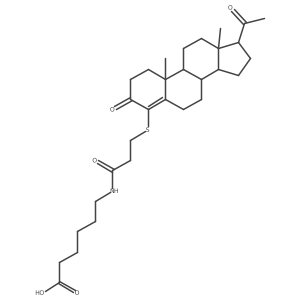 6-{3-[(Progesterone-4-yl)thiopropionyl]amino}hexanoic acid Structure