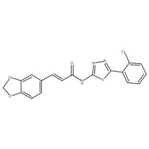 (Z)-3-(benzo[d][1,3]dioxol-5-yl)-N-(5-(2-chlorophenyl)-1,3,4-thiadiazol-2-yl)acrylamide结构式