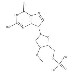 [(2R,3S,5R)-5-(2-amino-6-oxo-1H-purin-9-yl)-3-methoxy-tetrahydrofuran-2-yl]methyl dihydrogen phosphate结构式