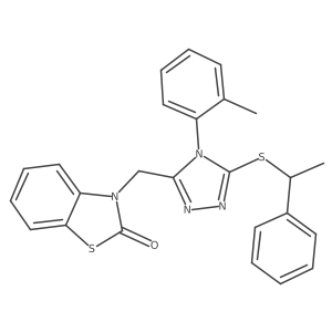 3-((5-((1-phenylethyl)thio)-4-(o-tolyl)-4H-1,2,4-triazol-3-yl)methyl)benzo[d]thiazol-2(3H)-one Structure
