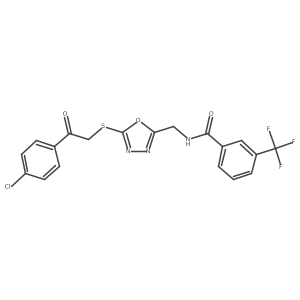 N-((5-((2-(4-chlorophenyl)-2-oxoethyl)thio)-1,3,4-oxadiazol-2-yl)methyl)-3-(trifluoromethyl)benzamide Structure