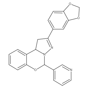 2-(benzo[d][1,3]dioxol-5-yl)-5-(pyridin-3-yl)-5,10b-dihydro-1H-benzo[e]pyrazolo[1,5-c][1,3]oxazine结构式