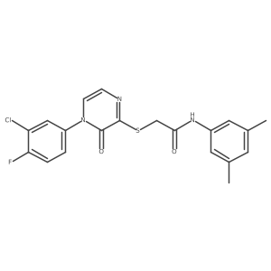 2-((4-(3-chloro-4-fluorophenyl)-3-oxo-3,4-dihydropyrazin-2-yl)thio)-N-(3,5-dimethylphenyl)acetamide结构式