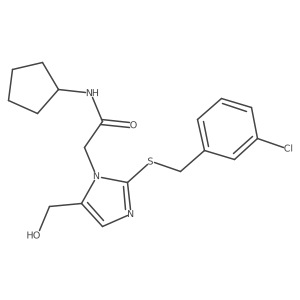 2-(2-((3-chlorobenzyl)thio)-5-(hydroxymethyl)-1H-imidazol-1-yl)-N-cyclopentylacetamide Structure