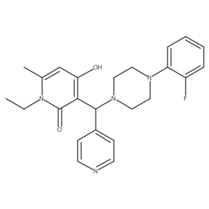 1-ethyl-3-((4-(2-fluorophenyl)piperazin-1-yl)(pyridin-4-yl)methyl)-4-hydroxy-6-methylpyridin-2(1H)-one结构式
