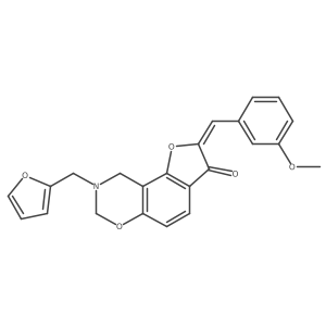(Z)-8-(furan-2-ylmethyl)-2-(3-methoxybenzylidene)-8,9-dihydro-2H-benzofuro[7,6-e][1,3]oxazin-3(7H)-one结构式