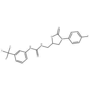 1-((3-(4-Fluorophenyl)-2-oxooxazolidin-5-yl)methyl)-3-(3-(trifluoromethyl)phenyl)urea结构式