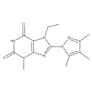 7-Ethyl-3-methyl-8-(3,4,5-trimethylpyrazolyl)-1,3,7-trihydropurine-2,6-dione结构式