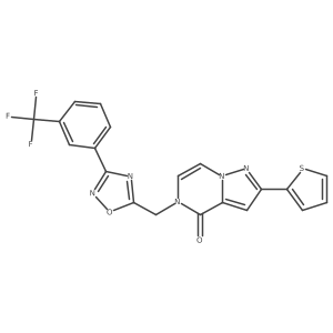 2-(thiophen-2-yl)-5-({3-[3-(trifluoromethyl)phenyl]-1,2,4-oxadiazol-5-yl}methyl)-4H,5H-pyrazolo[1,5-a]pyrazin-4-one结构式