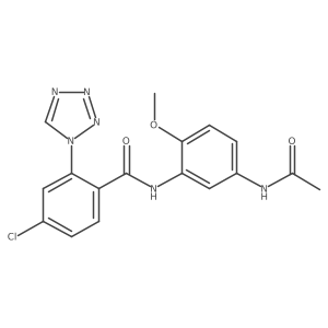 N-[5-(acetylamino)-2-methoxyphenyl]-4-chloro-2-(1H-tetrazol-1-yl)benzamide结构式