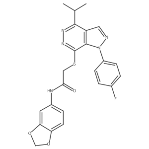 CC(C)c1nnc(SCC(=O)Nc2ccc3c(c2)OCO3)c2c1cnn2-c1ccc(F)cc1结构式