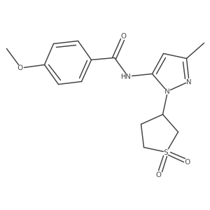 N-(1-(1,1-dioxidotetrahydrothiophen-3-yl)-3-methyl-1H-pyrazol-5-yl)-4-methoxybenzamide结构式