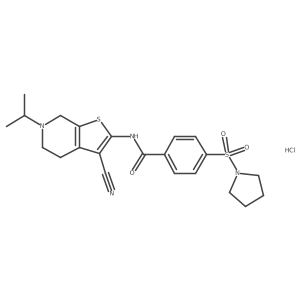 N-(3-cyano-6-isopropyl-4,5,6,7-tetrahydrothieno[2,3-c]pyridin-2-yl)-4-(pyrrolidin-1-ylsulfonyl)benzamide hydrochloride结构式