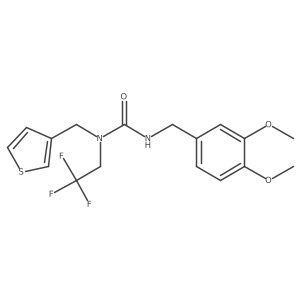 3-(3,4-Dimethoxybenzyl)-1-(thiophen-3-ylmethyl)-1-(2,2,2-trifluoroethyl)urea Structure