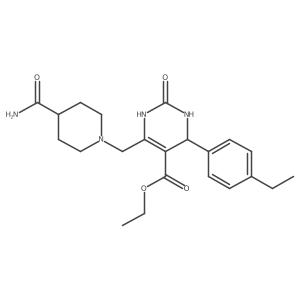 Ethyl 6-[(4-carbamoylpiperidin-1-yl)methyl]-4-(4-ethylphenyl)-2-oxo-1,2,3,4-tetrahydropyrimidine-5-carboxylate Structure