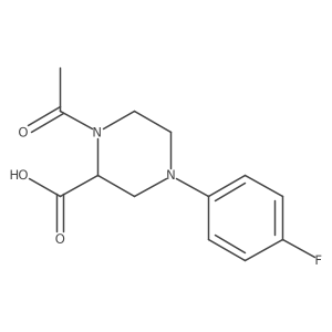 1-Acetyl-4-(4-fluorophenyl)piperazine-2-carboxylic acid结构式