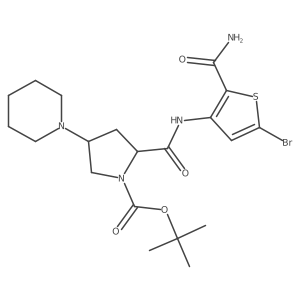 tert-butyl (2S)-2-[(5-bromo-2-carbamoylthiophen-3-yl)carbamoyl]-4-piperidin-1-ylpyrrolidine-1-carboxylate Structure