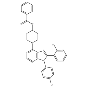 N-[1-[8-(2-Chlorophenyl)-9-(4-chlorophenyl)-9H-purin-6-yl]-4-piperidinyl]benzamide Structure
