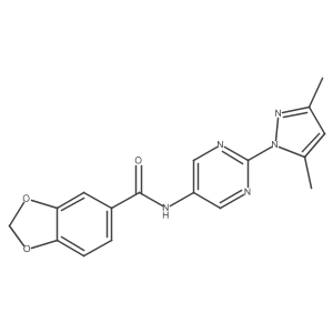 N-(2-(3,5-dimethyl-1H-pyrazol-1-yl)pyrimidin-5-yl)benzo[d][1,3]dioxole-5-carboxamide Structure
