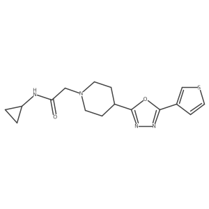 N-cyclopropyl-2-(4-(5-(thiophen-3-yl)-1,3,4-oxadiazol-2-yl)piperidin-1-yl)acetamide Structure