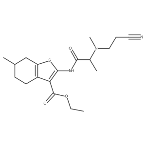Ethyl 2-[2-[2-cyanoethyl(methyl)amino]propanoylamino]-6-methyl-4,5,6,7-tetrahydrobenzothiophene-3-carboxylate Structure