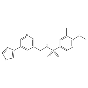 4-methoxy-3-methyl-N-((5-(thiophen-3-yl)pyridin-3-yl)methyl)benzenesulfonamide结构式