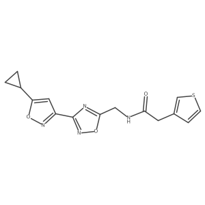 N-((3-(5-cyclopropylisoxazol-3-yl)-1,2,4-oxadiazol-5-yl)methyl)-2-(thiophen-3-yl)acetamide结构式
