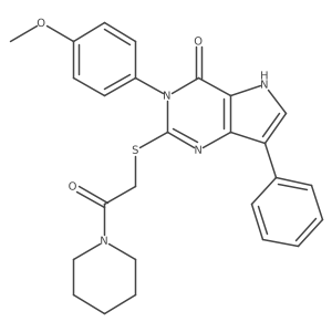 3-(4-methoxyphenyl)-2-((2-oxo-2-(piperidin-1-yl)ethyl)thio)-7-phenyl-3H-pyrrolo[3,2-d]pyrimidin-4(5H)-one Structure