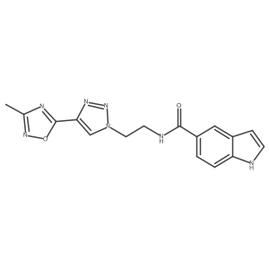 N-(2-(4-(3-methyl-1,2,4-oxadiazol-5-yl)-1H-1,2,3-triazol-1-yl)ethyl)-1H-indole-5-carboxamide结构式