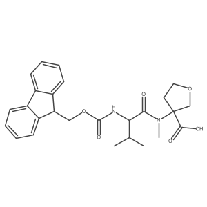 3-[(2R)-2-({[(9H-fluoren-9-yl)methoxy]carbonyl}amino)-N,3-dimethylbutanamido]oxolane-3-carboxylic acid结构式