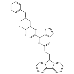 3-[benzyl(methyl)amino]-2-[2-({[(9H-fluoren-9-yl)methoxy]carbonyl}amino)-2-(thiophen-2-yl)acetamido]propanoic acid Structure
