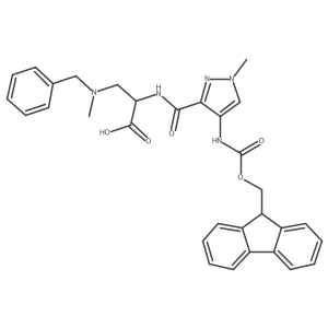 3-[benzyl(methyl)amino]-2-{[4-({[(9H-fluoren-9-yl)methoxy]carbonyl}amino)-1-methyl-1H-pyrazol-3-yl]formamido}propanoic acid结构式