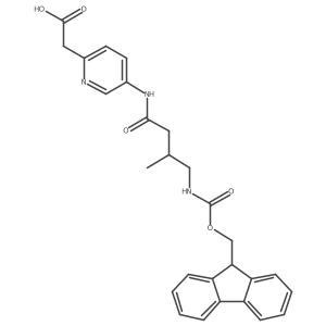 2-{5-[4-({[(9H-fluoren-9-yl)methoxy]carbonyl}amino)-3-methylbutanamido]pyridin-2-yl}acetic acid结构式