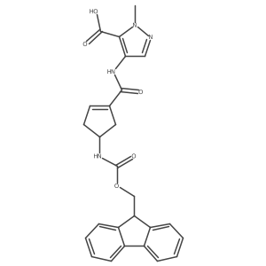 4-[4-({[(9H-fluoren-9-yl)methoxy]carbonyl}amino)cyclopent-1-ene-1-amido]-1-methyl-1H-pyrazole-5-carboxylic acid Structure