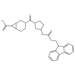 3-[3-({[(9H-fluoren-9-yl)methoxy]carbonyl}amino)cyclopentanecarbonyl]-3-azabicyclo[4.1.0]heptane-7-carboxylic acid Structure