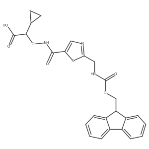 2-cyclopropyl-2-[({2-[({[(9H-fluoren-9-yl)methoxy]carbonyl}amino)methyl]-1,3-thiazol-5-yl}formamido)oxy]acetic acid结构式