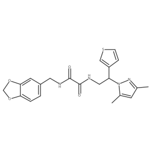 N'-[(2H-1,3-benzodioxol-5-yl)methyl]-N-[2-(3,5-dimethyl-1H-pyrazol-1-yl)-2-(thiophen-3-yl)ethyl]ethanediamide结构式