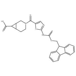 rac-(1R,6S)-3-[2-({[(9H-fluoren-9-yl)methoxy]carbonyl}amino)-1,3-thiazole-5-carbonyl]-3-azabicyclo[4.1.0]heptane-7-carboxylic acid结构式