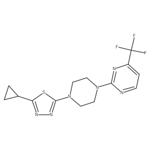 2-[4-(5-Cyclopropyl-1,3,4-thiadiazol-2-yl)piperazin-1-yl]-4-(trifluoromethyl)pyrimidine结构式
