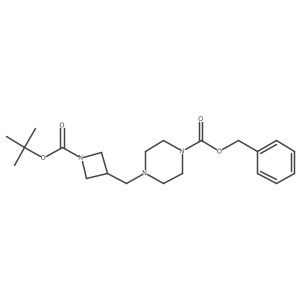 Phenylmethyl 4-[[1-[(1,1-dimethylethoxy)carbonyl]-3-azetidinyl]methyl]-1-piperazinecarboxylate结构式