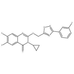 3-Cyclopropyl-6,7-difluoro-2-({[3-(3-fluorophenyl)-1,2,4-oxadiazol-5-yl]methyl}sulfanyl)-3,4-dihydroquinazolin-4-one结构式