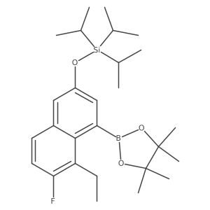 ((5-Ethyl-6-fluoro-4-(4,4,5,5-tetramethyl-1,3,2-dioxaborolan-2-yl)naphthalen-2-yl)oxy)triisopropylsilane结构式