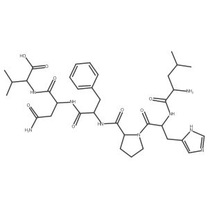 L-Leucyl-L-histidyl-L-prolyl-L-phenylalanyl-L-asparaginyl-L-valine结构式