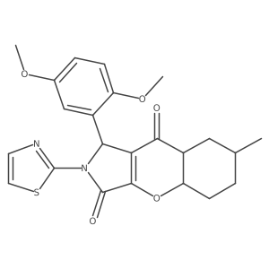 1-(2,5-dimethoxyphenyl)-7-methyl-2-(1,3-thiazol-2-yl)-4a,5,6,7,8,8a-hexahydro-1H-chromeno[2,3-c]pyrrole-3,9-dione结构式