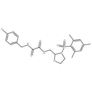 N'-[(4-fluorophenyl)methyl]-N-[[3-(2,4,6-trimethylphenyl)sulfonyloxazolidin-2-yl]methyl]oxamide结构式