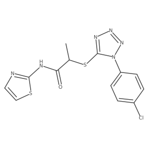 2-((1-(4-chlorophenyl)-1H-tetrazol-5-yl)thio)-N-(thiazol-2-yl)propanamide结构式