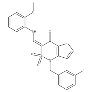 (Z)-1-(3-fluorobenzyl)-3-(((2-methoxyphenyl)amino)methylene)-1H-thieno[3,2-c][1,2]thiazin-4(3H)-one 2,2-dioxide结构式
