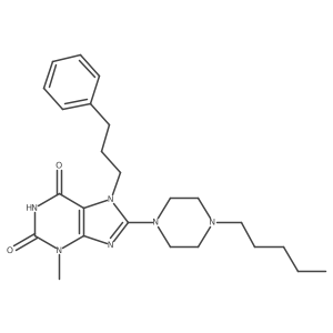 3-methyl-8-(4-pentylpiperazin-1-yl)-7-(3-phenylpropyl)-1H-purine-2,6(3H,7H)-dione Structure